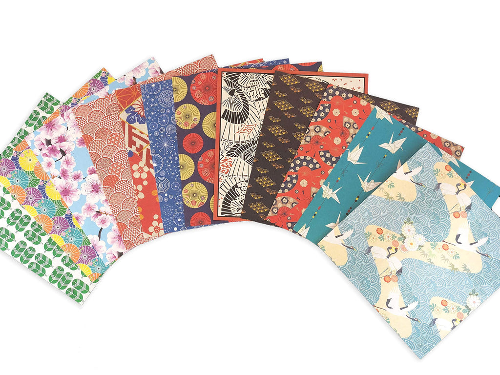Origami Paper in a Box - Chiyogami Patterns: 200 Sheets of Tuttle Origami Paper: 6x6 Inch Origami Paper Printed with 12 Different Patterns: 32-page Instructional Book of 12 Projects