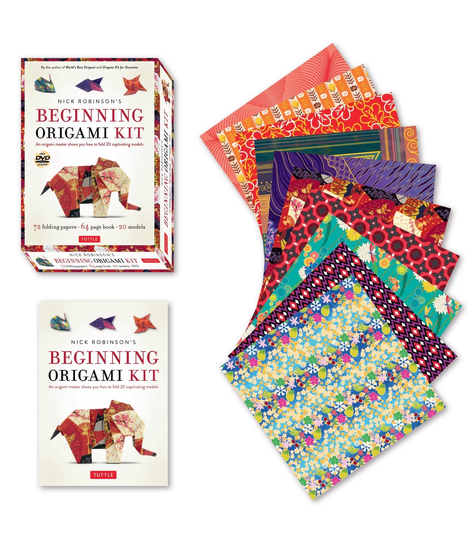 Nick Robinson's Beginning Origami Kit: An Origami Master Shows You how to Fold 20 Captivating Models: Kit with Origami Book, 72 Origami Papers & DVD