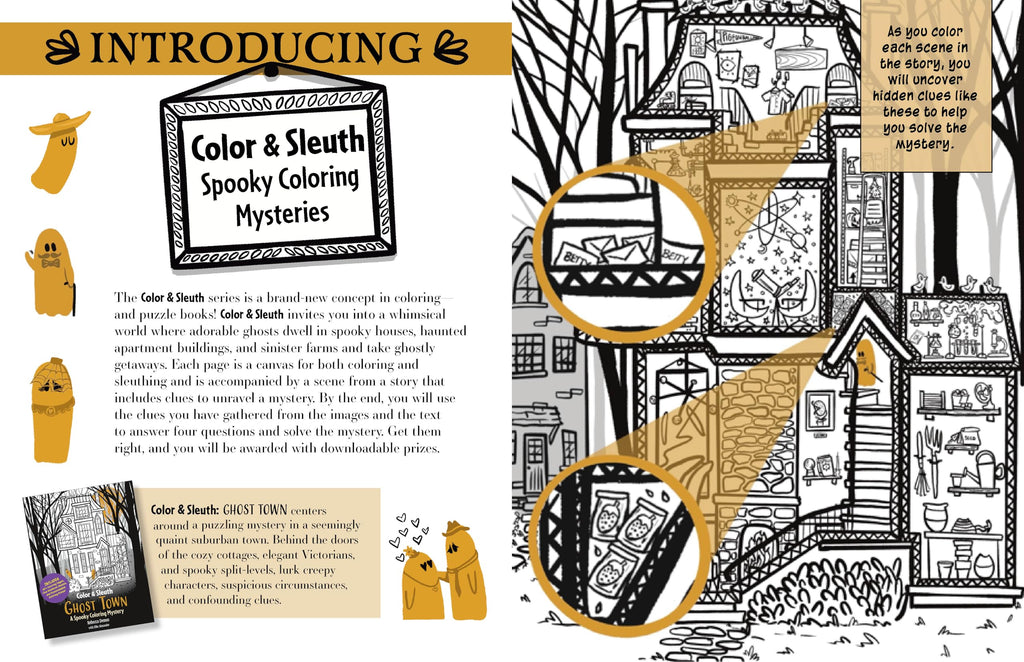 Color & Sleuth: Ghost Town: A Spooky Coloring Mystery - Includes 40+ Coloring Pages, Clue Notebook Sheets, and Downloadable Coloring Poster