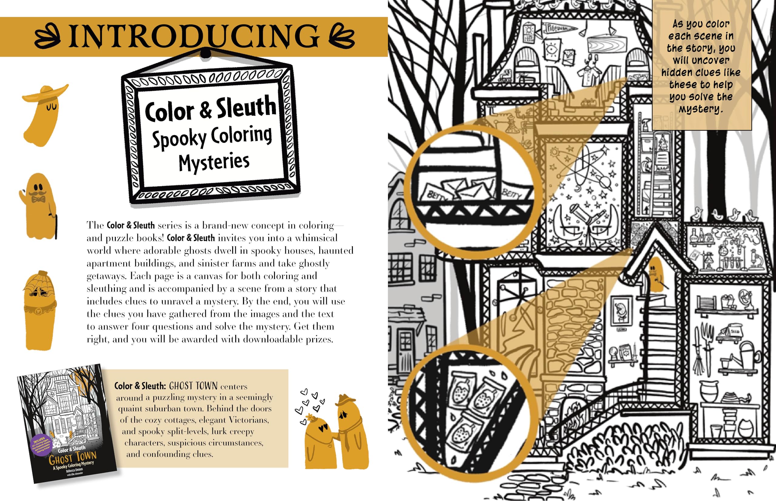 Color & Sleuth: Ghost Town: A Spooky Coloring Mystery - Includes 40+ Coloring Pages, Clue Notebook Sheets, and Downloadable Coloring Poster