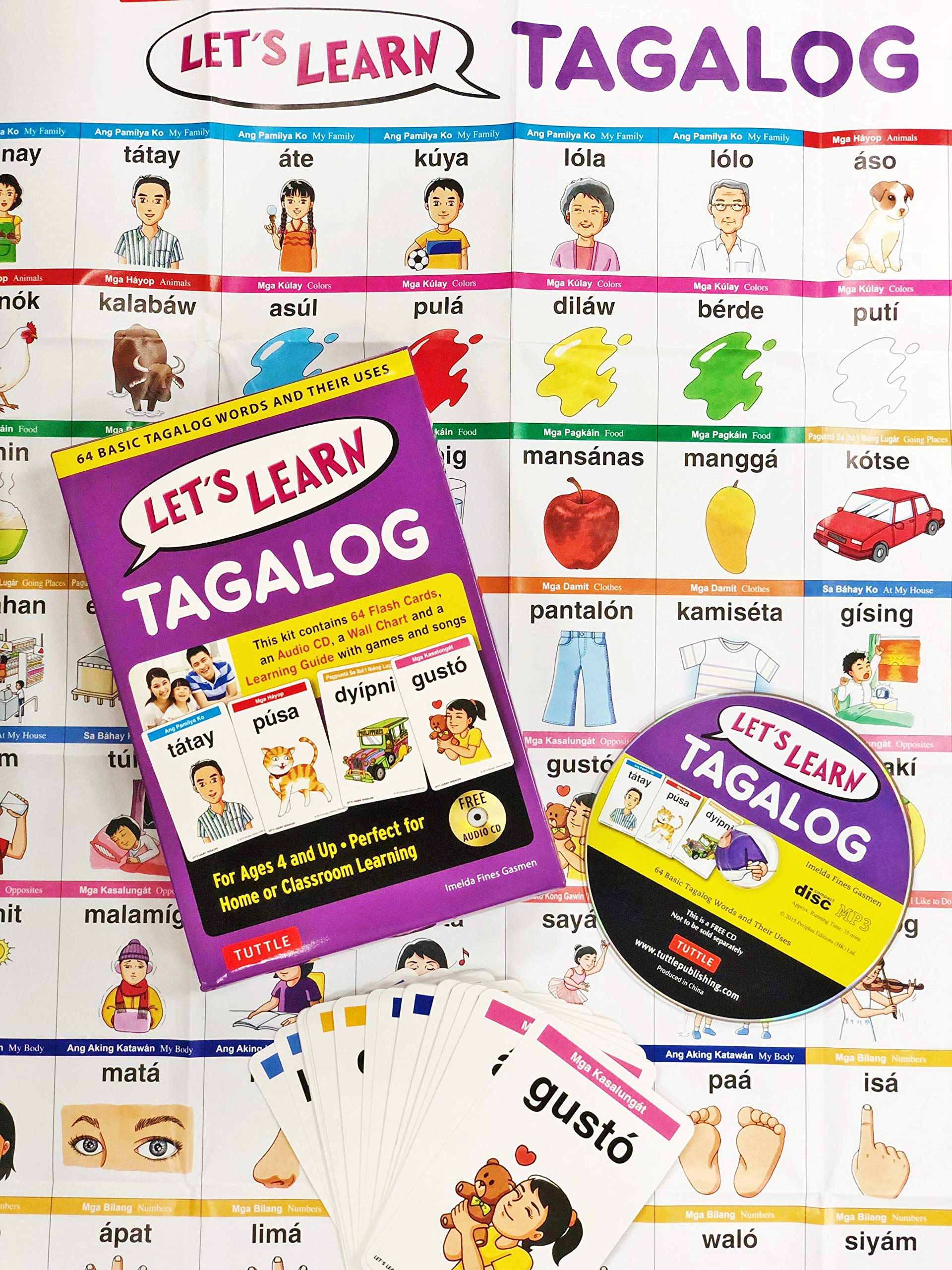 Let's Learn Tagalog Kit: 64 Basic Tagalog Words and Their Uses (Flashcards, Audio CD, Games & Songs, Learning Guide and Wall Chart)