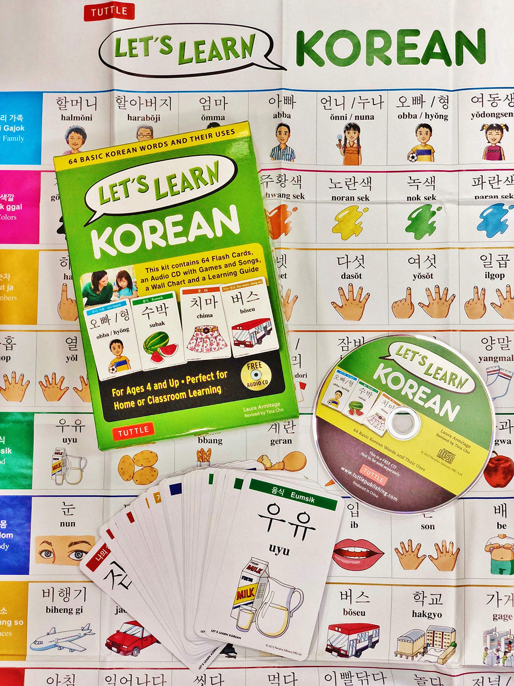 Let's Learn Korean Kit: 64 Basic Korean Words and Their Uses (Flash Cards, Free Online Audio, Games & Songs, Learning Guide and Wall Chart)