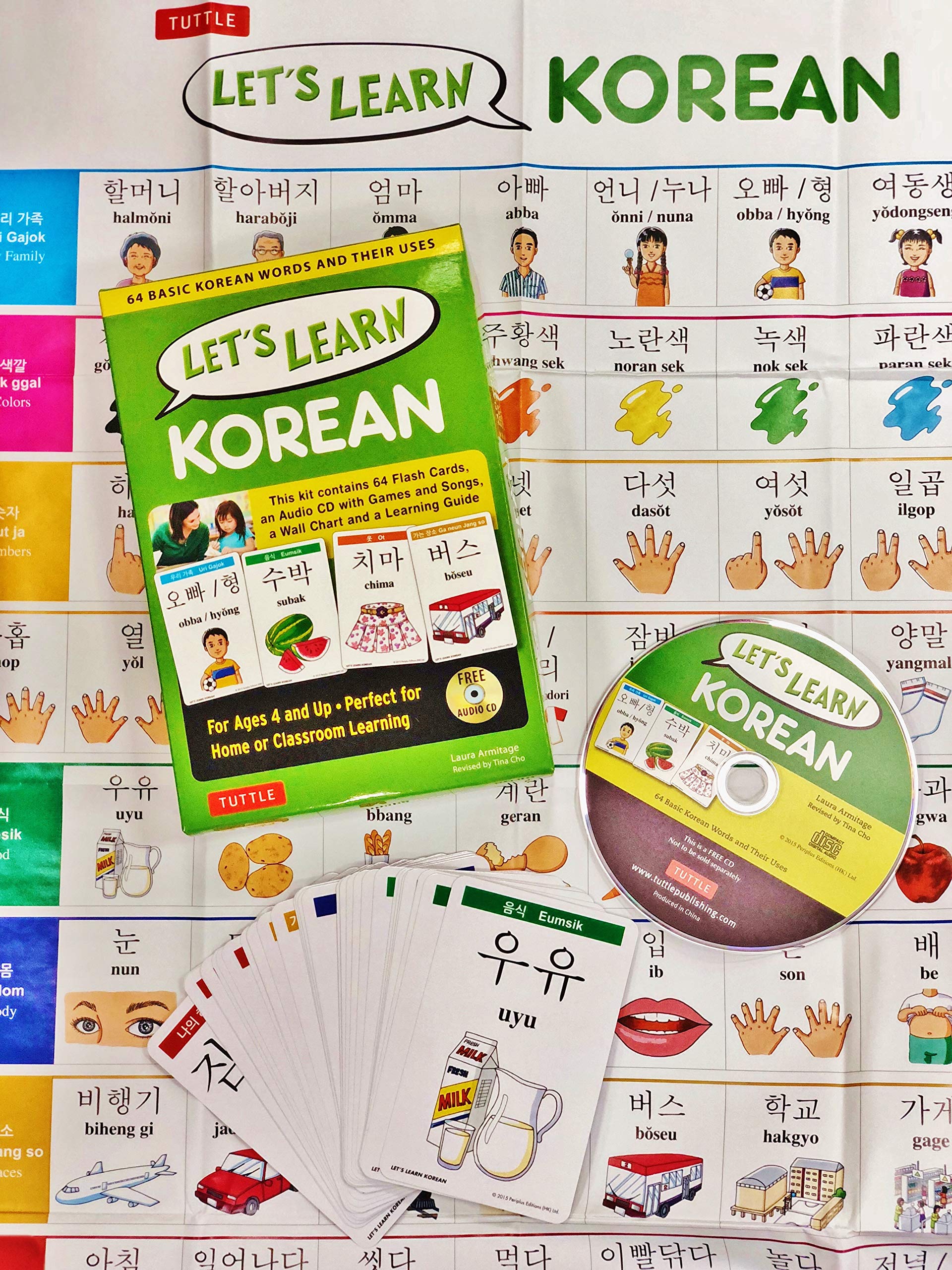 Let's Learn Korean Kit: 64 Basic Korean Words and Their Uses (Flash Cards, Free Online Audio, Games & Songs, Learning Guide and Wall Chart)