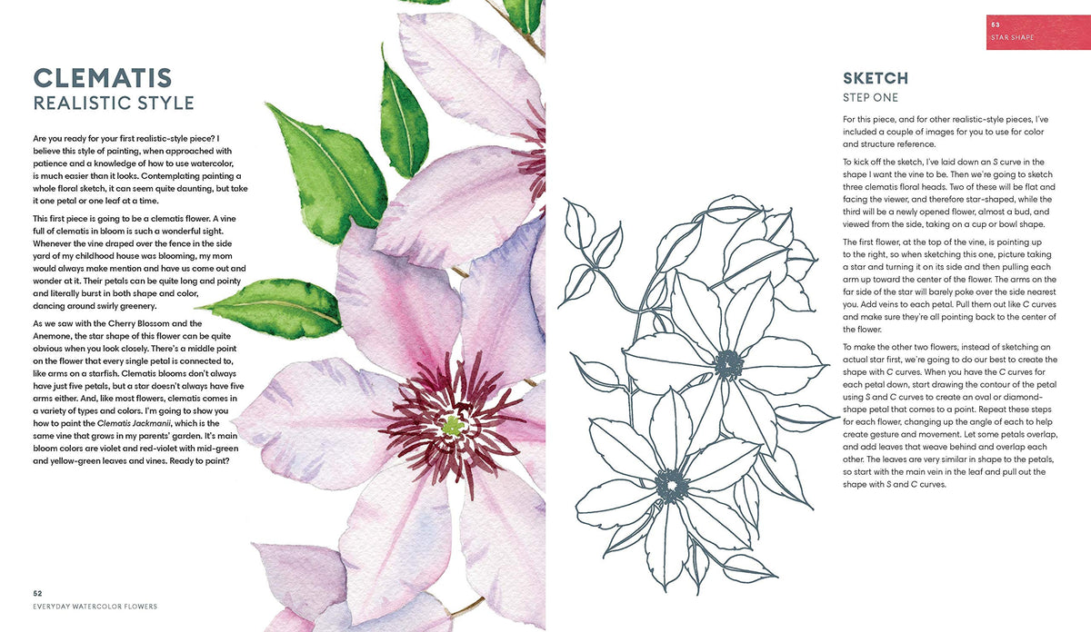 Everyday Watercolor Flowers: A Modern Guide to Painting Blooms, Leaves, and Stems Step by Step