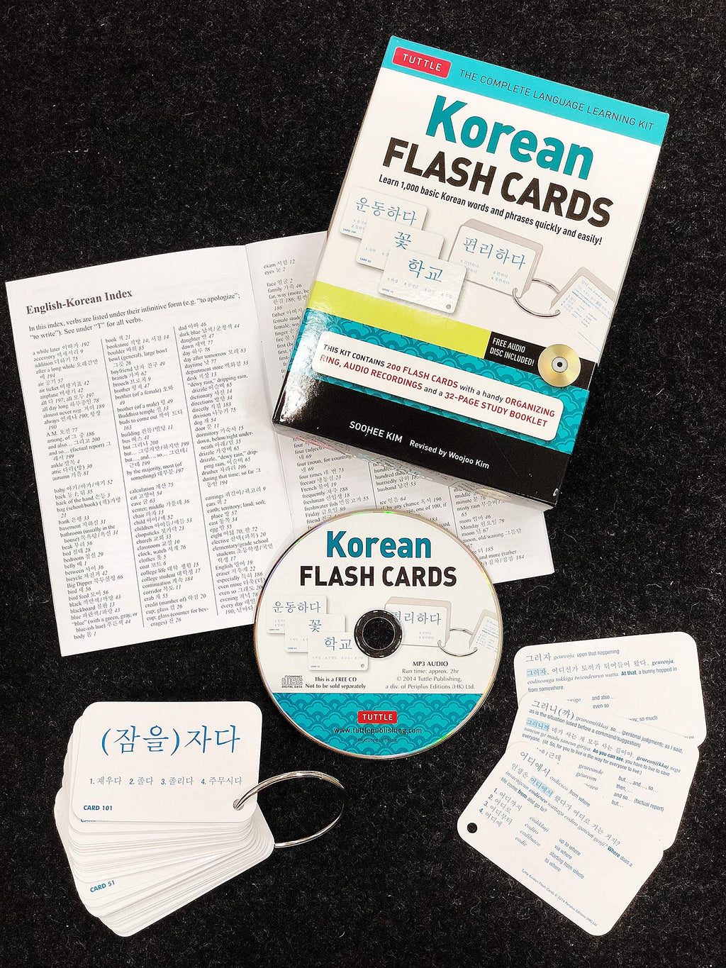 Korean Flash Cards Kit: Learn 1,000 Basic Korean Words and Phrases Quickly and Easily! (Hangul & Romanized Forms) Downloadable Audio Included